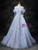 Gray Blue Tulle Sequins Off the Shoulder Quinceanera Dress