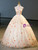 Champagne Tulle Sequins Long Sleeve Quinceanera Dress