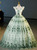 Green Tulle 3D Flower V-neck Quinceanera Dress