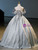 Gray Satin Off the Shoulder Quinceanera Dress