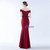 In Stock:Ship in 48 Hours Burgundy Mermaid Off the Shoulder Pleats Party Dress