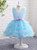 Fabulous Blue Flower Girls Dresses V-neck Ball Gown with Floral