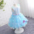 Fabulous Blue Flower Girls Dresses V-neck Ball Gown with Floral