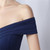 In Stock:Ship in 48 Hours Navy Blue Mermaid Off the Shoulder Pleats Party Dress