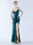 In Stock:Ship in 48 Hours Green Sequins Beading Straps Split Party Dress