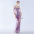 In Stock:Ship in 48 Hours Purple Sequins Beading Straps Split Party Dress