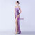 In Stock:Ship in 48 Hours Purple Sequins Pleats Feather Party Dress