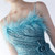 In Stock:Ship in 48 Hours Blue Sequins Pleats Feather Party Dress