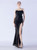 In Stock:Ship in 48 Hours Black Sequins Pleats Feather Party Dress