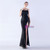 In Stock:Ship in 48 Hours Black Sequins Pleats Feather Party Dress