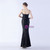 In Stock:Ship in 48 Hours Black Sequins Pleats Feather Party Dress