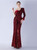 In Stock:Ship in 48 Hours Burgundy One Shoulder Split Feather Party Dress