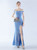 In Stock:Ship in 48 Hours Blue Mermaid Split Sequins Party Dress