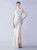In Stock:Ship in 48 Hours White Mermaid Sequins Feather Pleats Party Dress