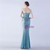 In Stock:Ship in 48 Hours Sky Blue Mermaid Sequins Feather Pleats Party Dress