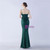 In Stock:Ship in 48 Hours Green Mermaid Sequins Feather Pleats Party Dress