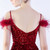 In Stock:Ship in 48 Hours Burgundy Straps Sequins Feather Party Dress