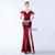 In Stock:Ship in 48 Hours Burgundy Straps Sequins Feather Party Dress