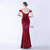 In Stock:Ship in 48 Hours Burgundy Straps Sequins Feather Party Dress