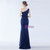 In Stock:Ship in 48 Hours Simple Navy Blue One Shoulder Party Dress