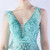 In Stock:Ship in 48 Hours Mint Green V-neck Sequins Beading Split Party Dress