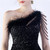 In Stock:Ship in 48 Hours Black Mermaid Sequins One Shoulder Beading Party Dress