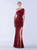 In Stock:Ship in 48 Hours Deep Red Mermaid Sequins One Shoulder Beading Party Dress