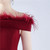 In Stock:Ship in 48 Hours Burgundy Off the Shoulder Feather Split Party Dress
