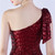 In Stock:Ship in 48 Hours Burgundy One Shoulder Sequins Feather Split Party Dress