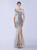 In Stock:Ship in 48 Hours Silver One Shoulder Sequins Feather Split Party Dress