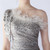 In Stock:Ship in 48 Hours Silver One Shoulder Sequins Feather Split Party Dress