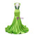 Green Mermaid Satin Backless Beading Crystal Prom Dress