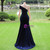 Navy Blue Mermaid Velvet Beading Prom Dress