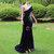 Navy Blue Mermaid Velvet Beading Prom Dress