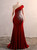 Red Mermaid Velvet Beading Sequins Prom Dress