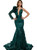 Dark Green Sequins Long Sleeve Prom Dress