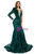Dark Green Sequins Long Sleeve Prom Dress