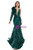 Dark Green Sequins Long Sleeve Prom Dress