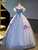 Blue Tulle Off the Shoulder Pleats Appliques Quinceanera Dress