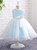 Luxurious Blue Flower Girl Dress O-Neck Sleeveless Graduation Gowns Children Baby