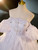 Purple Tulle Puff Sleeve Sequins Beading Quinceanera Dress
