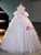 Purple Tulle Puff Sleeve Sequins Beading Quinceanera Dress