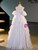Purple Tulle Puff Sleeve Sequins Beading Quinceanera Dress