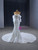 White Mermaid Sequins Strapless Wedding Dress With Train