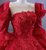 Red Long Sleeve Backless Appliques Prom Dress