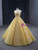 Yellow Tulle Strapless Sequins Beading Prom Dress