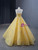 Yellow Tulle Strapless Sequins Beading Prom Dress