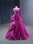 A-line Fuchsia Satin Strapless Pleats Prom Dress