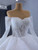 White Tulle Lace Long Sleeve Off the Shoulder Wedding Dress