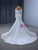 White Mermaid Long Sleeve Appliques Pleats Wedding Dress